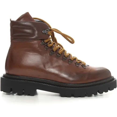 Stone Washed Leather Lace-Up Boots , male, Sizes: 9 UK - Marechiaro 1962 - Modalova