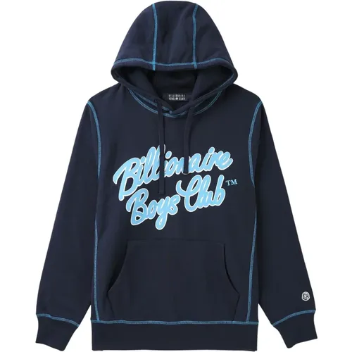 Navy Script Logo Popover Hoodie , male, Sizes: XL, L - Billionaire Boys Club - Modalova