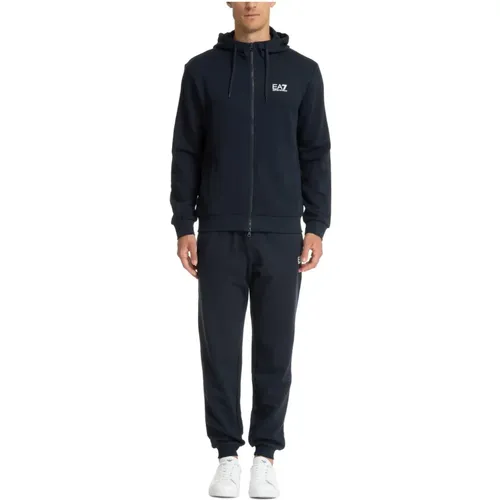 Einfarbiger Tracksuit mit Kapuze und Taschen , Herren, Größe: M - Emporio Armani EA7 - Modalova