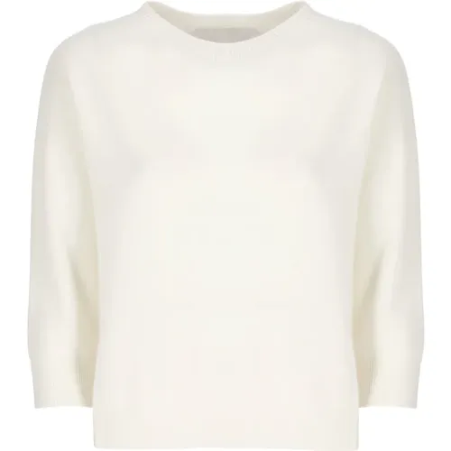 Cashmere Sweater Ivory Round Neck Short Sleeves , female, Sizes: M, S - Vanisé - Modalova