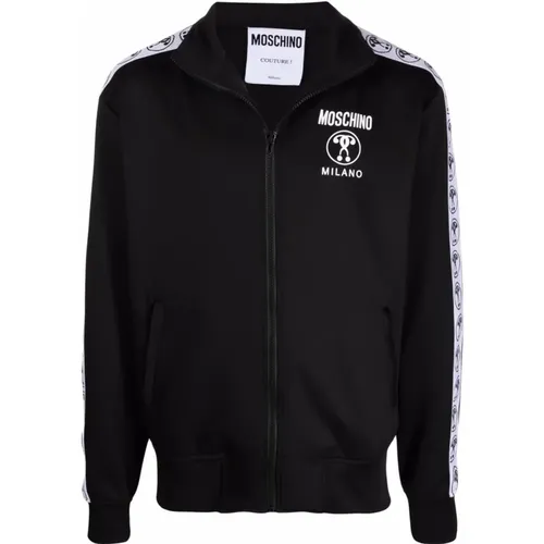 Stilvoller Schwarzer Logo-Zip-Through-Sweatshirt , Herren, Größe: M - Moschino - Modalova
