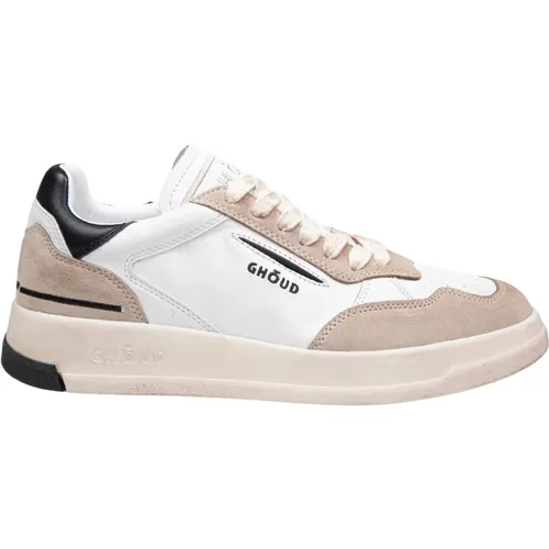 Leder Sneakers Beige Schwarz Wildleder Einsätze , Herren, Größe: 40 EU - Ghoud - Modalova