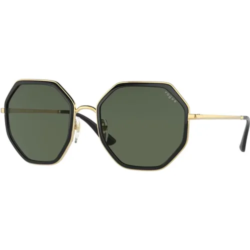 Gold /Green Sunglasses , female, Sizes: 55 MM - Vogue - Modalova