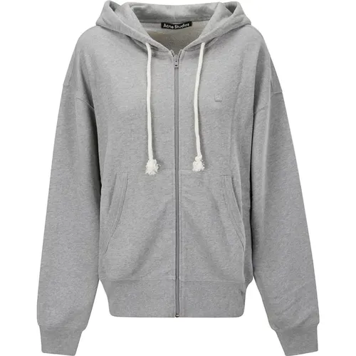 Oversized Grauer Zip-Hoodie , Damen, Größe: S - Acne Studios - Modalova