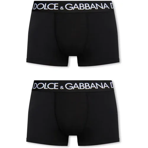 Branded boxers 2-pack , male, Sizes: S - Dolce & Gabbana - Modalova