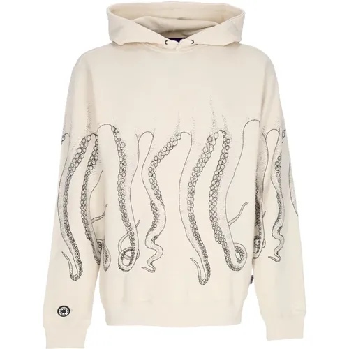 Outline Hoodie Schwarz/Staubiges Weiß Streetwear , Herren, Größe: XL - Octopus - Modalova