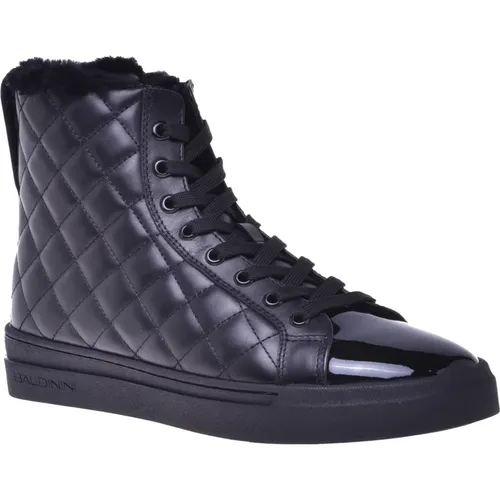 Trainers in quilted leather and patent leather , Damen, Größe: 38 1/2 EU - Baldinini - Modalova