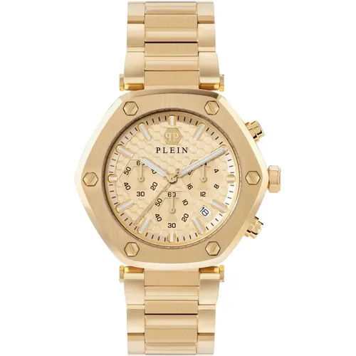 Hexagon Chrono Gold Watch , male, Sizes: ONE SIZE - Philipp Plein - Modalova