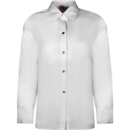 Weiße Bluse mit elastischem Bund und spitz zulaufenden Ärmeln , Damen, Größe: M - Vince - Modalova