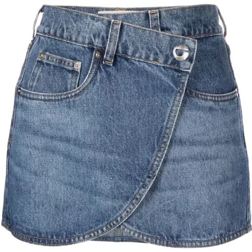 Asymmetric Button Denim Mini Skirt , female, Sizes: 2XS, M, S, XS - Coperni - Modalova