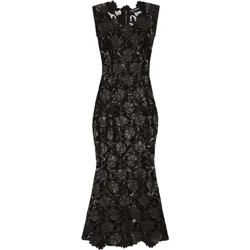 Elegant Dress with Floral Pattern , female, Sizes: S - Dolce & Gabbana - Modalova