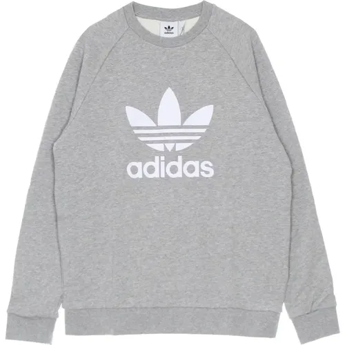 Klassischer Crewneck Sweatshirt Grau Heather/Weiß , Herren, Größe: XL - Adidas - Modalova