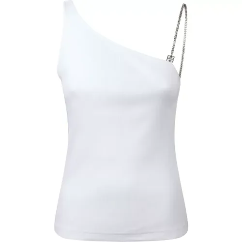 Ärmelloses Top,Weiße Rippstrick-Top mit 4G-Plakette,Stilvolle Kleidungskollektion - Givenchy - Modalova
