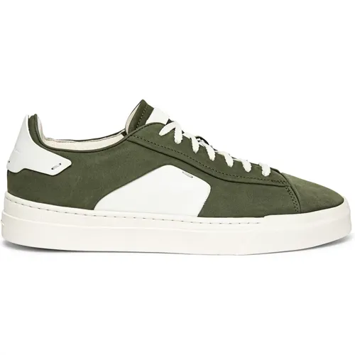 Dynamic Leather Sneaker with Intarsia Detail , male, Sizes: 7 1/2 UK, 6 1/2 UK - Santoni - Modalova