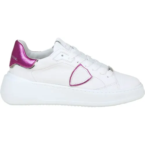 Womens Shoes Sneakers Blanc/fucsia Ss24 , female, Sizes: 5 UK, 4 UK, 7 UK, 6 UK - Philippe Model - Modalova