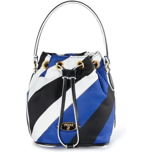 Blue Leather Drawstring Bag , female, Sizes: ONE SIZE - EMILIO PUCCI - Modalova