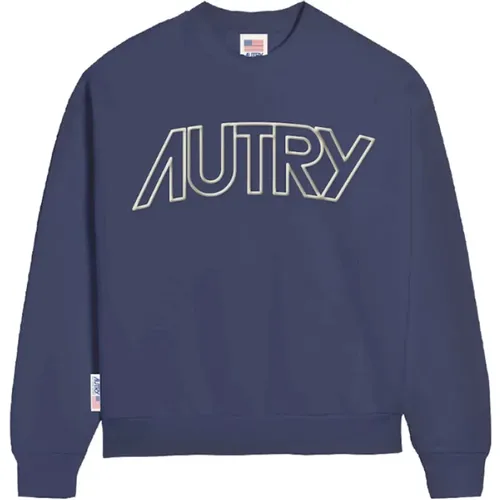 Blaues Sweatshirt mit Rundhalsausschnitt - Upgrade Deine Freizeitgarderobe , Herren, Größe: M - Autry - Modalova