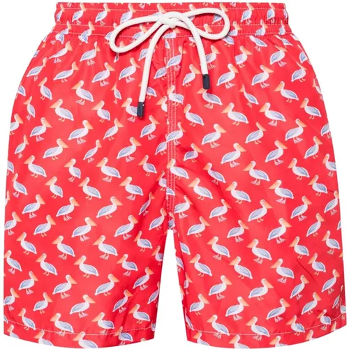 Polyester Swim Shorts with Elastic Belt , male, Sizes: M, XL, L - Fedeli - Modalova