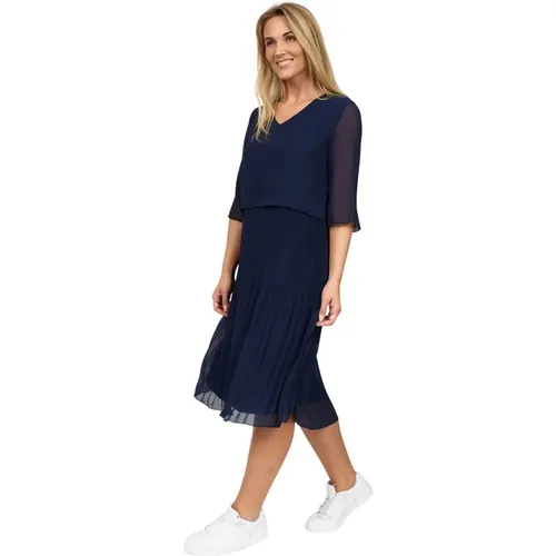 Elegant Midi Dress With Pleated Skirt , female, Sizes: 2XL - 2-Biz - Modalova