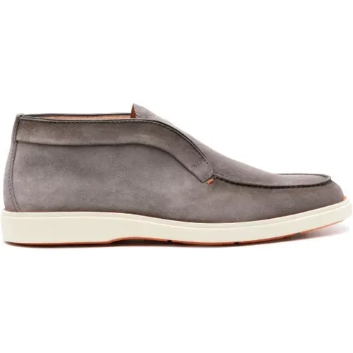 Graue Slip-On Wildleder Stiefeletten , Herren, Größe: 40 1/2 EU - Santoni - Modalova