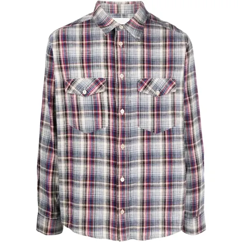 Check Shirt Blue/Multi Button Fastening , male, Sizes: L - Isabel marant - Modalova