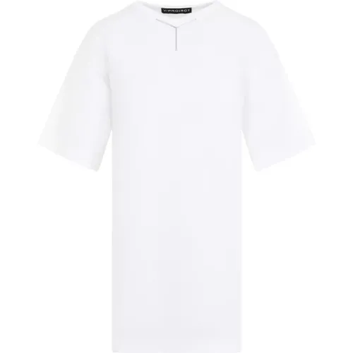 Cotton T-shirt with V-neckline , female, Sizes: XS, S - Y/Project - Modalova
