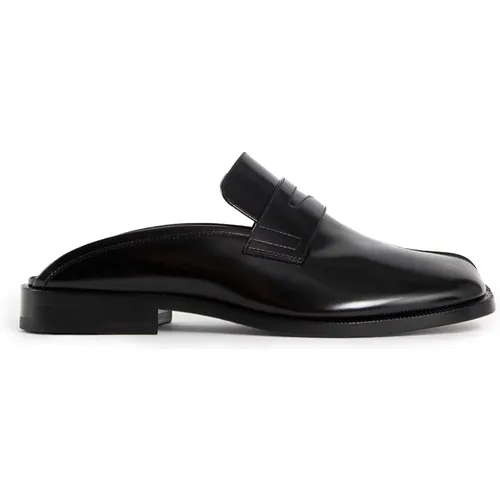 Schwarzer Leder Loafer Mule Blockabsatz - Maison Margiela - Modalova