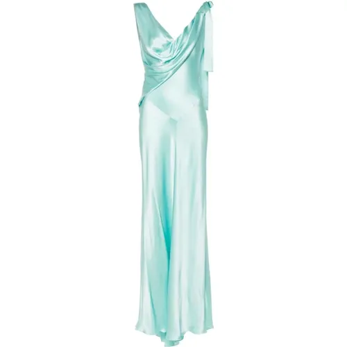 Draped Dress with V-Neck , female, Sizes: S, XS - alberta ferretti - Modalova