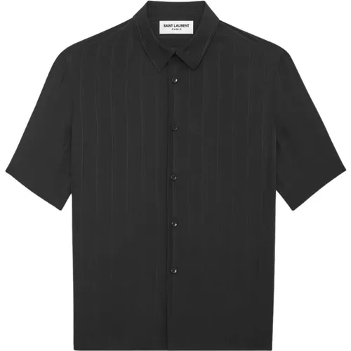 Silk Short Sleeve Shirt for Men , male, Sizes: L - Saint Laurent - Modalova