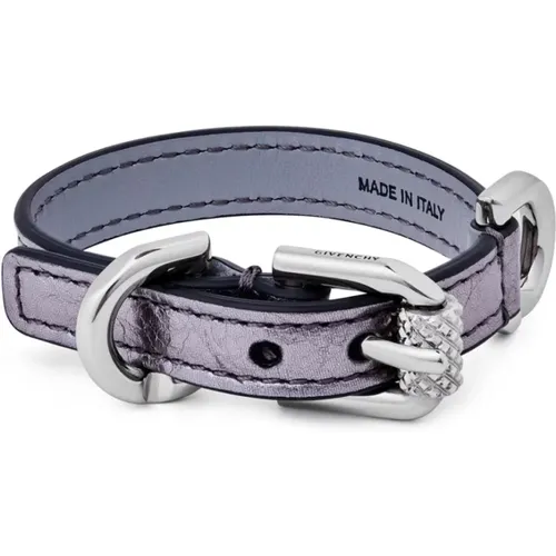 Logo Bracelet Silvery Grey Leather Steel , female, Sizes: ONE SIZE - Givenchy - Modalova