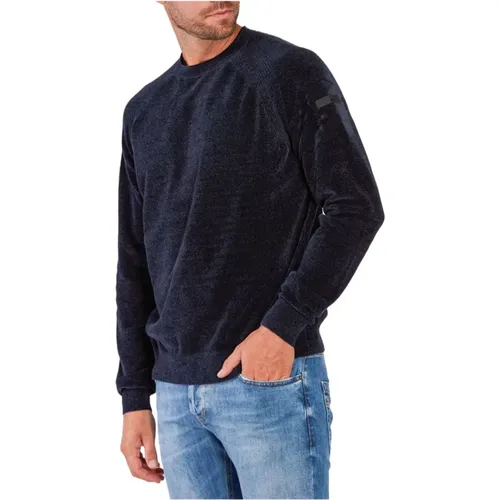 Blaue Strickjacke mit elastischen Bündchen , Herren, Größe: 3XL - RRD - Modalova