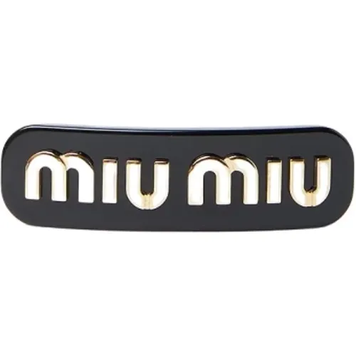 Goldenes Logo Haarklammer Miu Miu - Miu Miu - Modalova