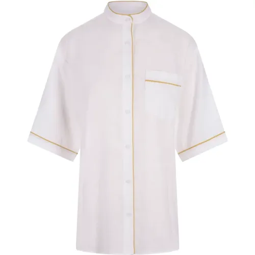 Linen Short-Sleeved Shirt , female, Sizes: S, XS, 2XS, M - Fabiana Filippi - Modalova