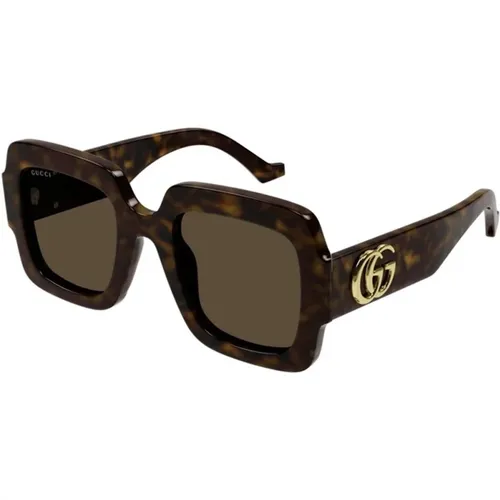 Braune Havana Sonnenbrille Gg1547S 002 , Damen, Größe: 50 MM - Gucci - Modalova