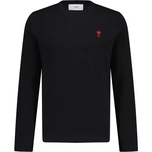 Logo Embroidered Long Sleeve Shirt , male, Sizes: XL - Ami Paris - Modalova