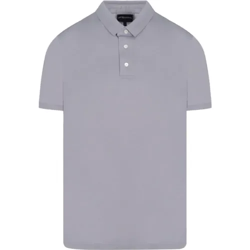 Stretch Cotton Polo Shirt in Grey , male, Sizes: M, XL - Emporio Armani - Modalova