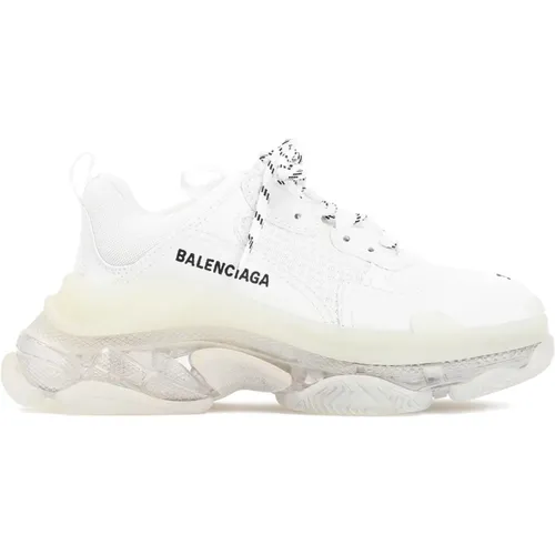 White Textile Sneakers Clear Sole , female, Sizes: 7 UK - Balenciaga - Modalova