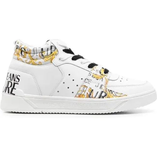 Baroque Print High Top Sneakers - Size 45 , male, Sizes: 6 UK - Versace Jeans Couture - Modalova