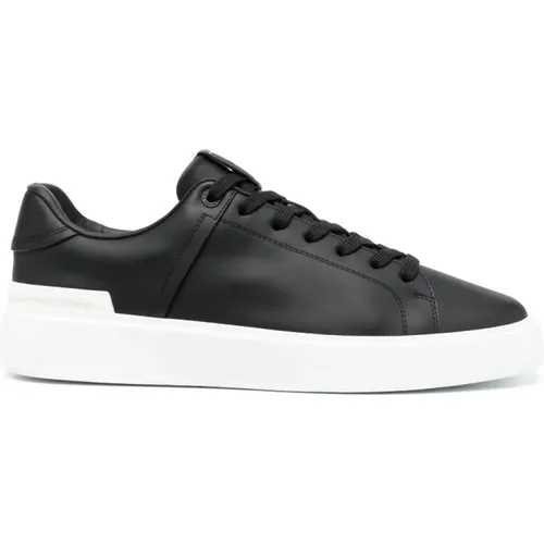 Low-top Court Sneakers with Logo Patch , male, Sizes: 8 UK, 7 UK, 11 UK, 10 UK - Balmain - Modalova