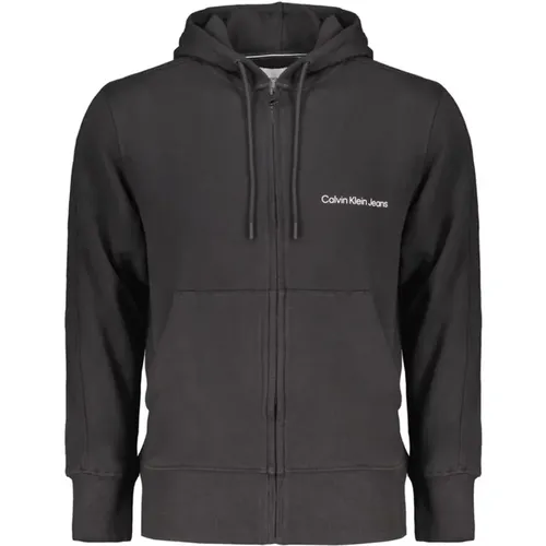 Schwarzer Kapuzenpullover mit Logo-Print , Herren, Größe: 2XL - Calvin Klein - Modalova