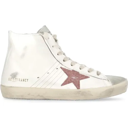 Weiße Ledersneakers mit Sternendetail - Golden Goose - Modalova