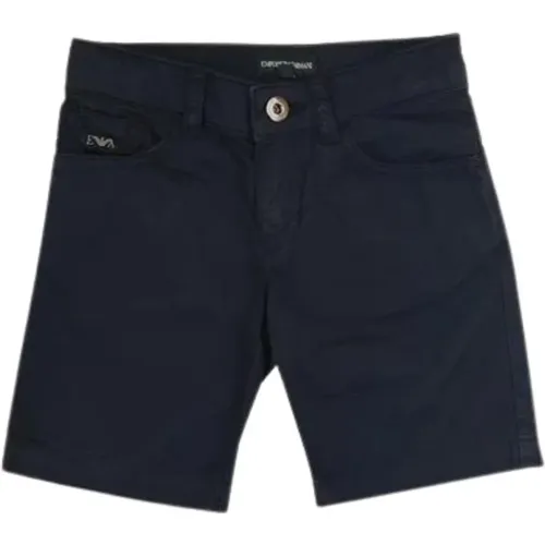 Blaue Kinder Bermuda Shorts mit Metalllogo - Emporio Armani EA7 - Modalova