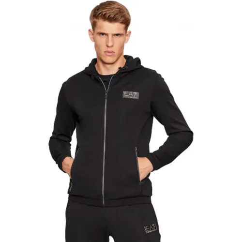 Noir H Sweatshirt mit Reißverschluss für Männer , Herren, Größe: XL - Emporio Armani EA7 - Modalova