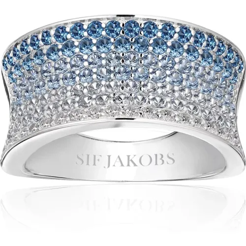 Konkaver Felline Ring Blau Weiß Zirkonia , Damen, Größe: 56 MM - Sif Jakobs Jewellery - Modalova