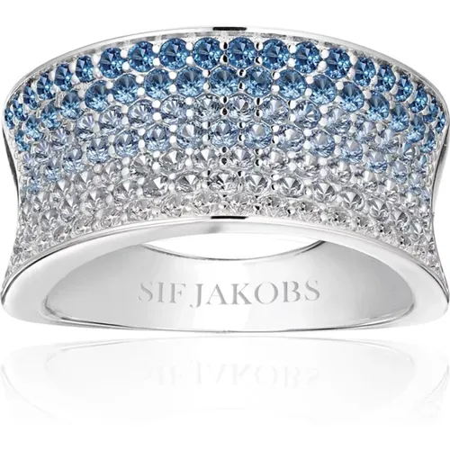 Konkaver Felline Ring Blau Weiß Zirkonia , Damen, Größe: 52 MM - Sif Jakobs Jewellery - Modalova