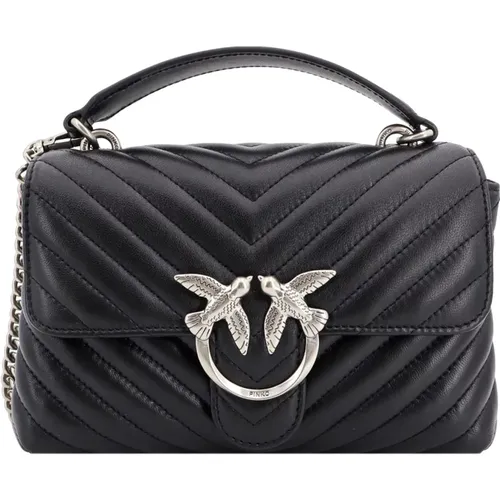 Leather Handbag with Flap Closure , female, Sizes: ONE SIZE - pinko - Modalova