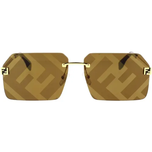 Quadratische Glamour Sonnenbrille mit Braunen Gläsern , unisex, Größe: 59 MM - Fendi - Modalova