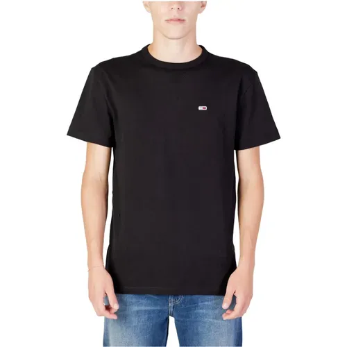 Herren Schwarzes T-Shirt, Kurzarm - Tommy Jeans - Modalova