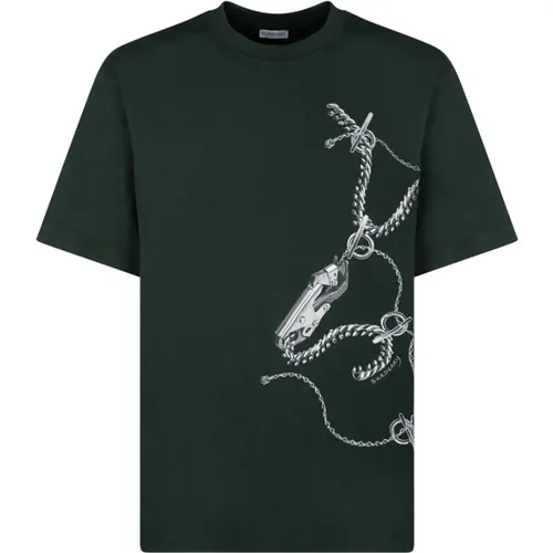 Knight Hardware T-Shirt Grün Rundhalsausschnitt , Herren, Größe: L - Burberry - Modalova