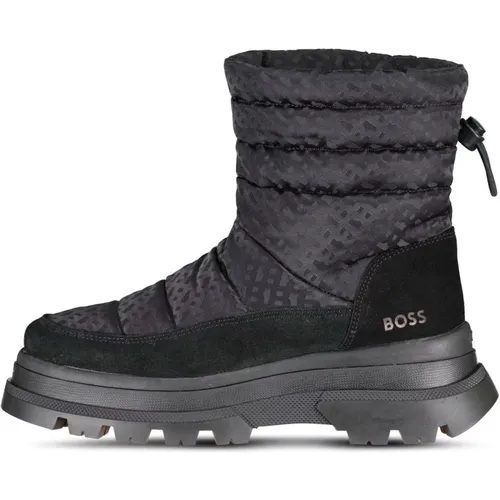 Slip-On Leather and Textile Boots , female, Sizes: 8 UK - Hugo Boss - Modalova